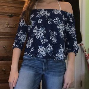 floral off the shoulder top.